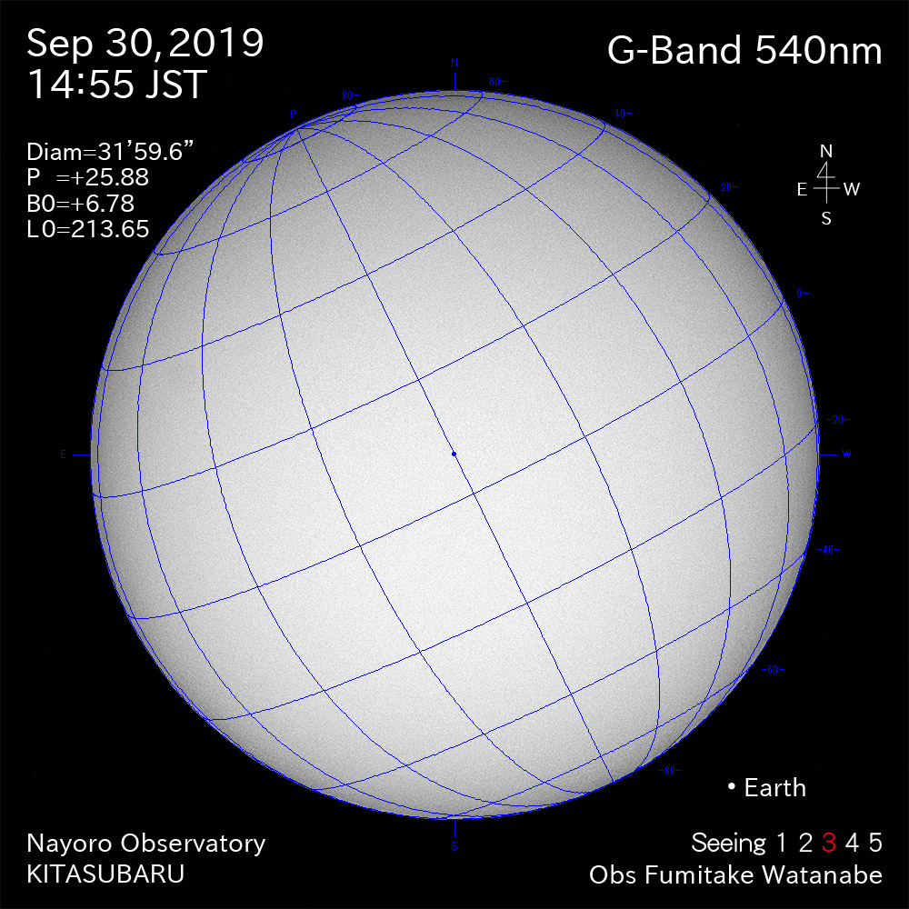 2019年9月30日540nm波長の太陽