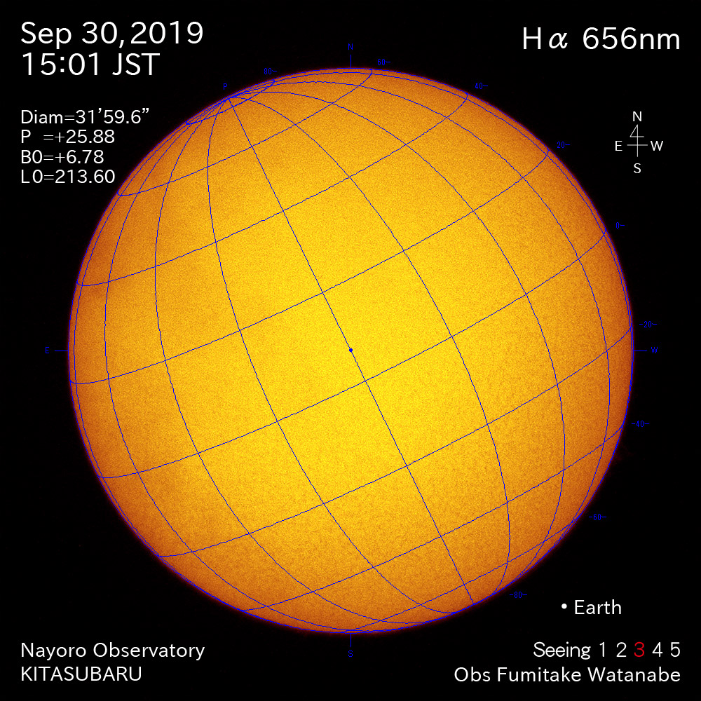 2019年9月30日Hα波長の太陽