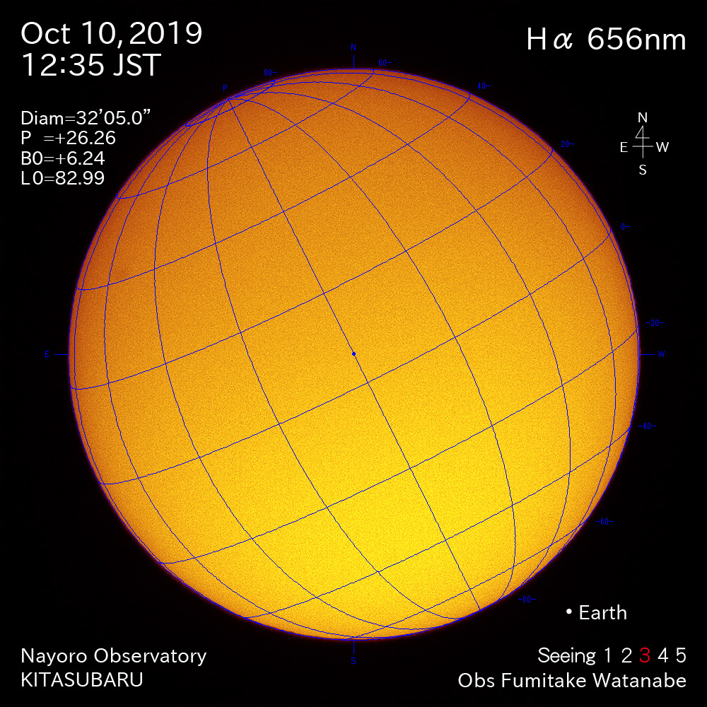 2019年10月10日Hα波長の太陽