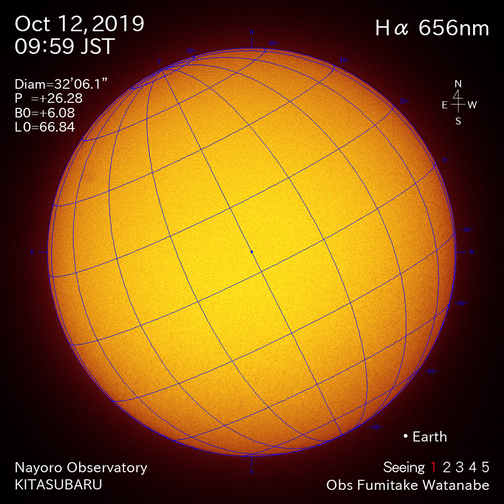 2019年10月12日Hα波長の太陽