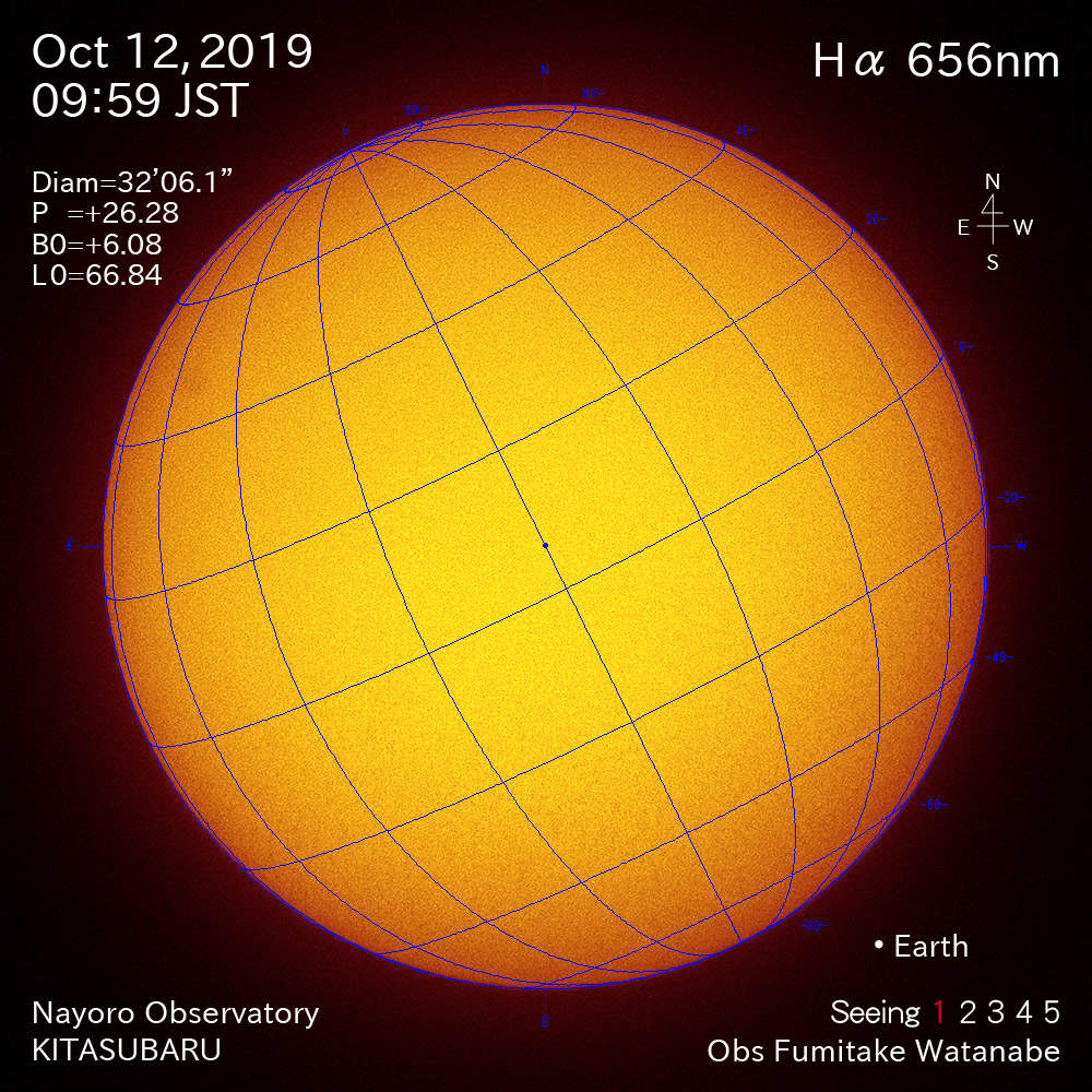 2019年10月12日Hα波長の太陽