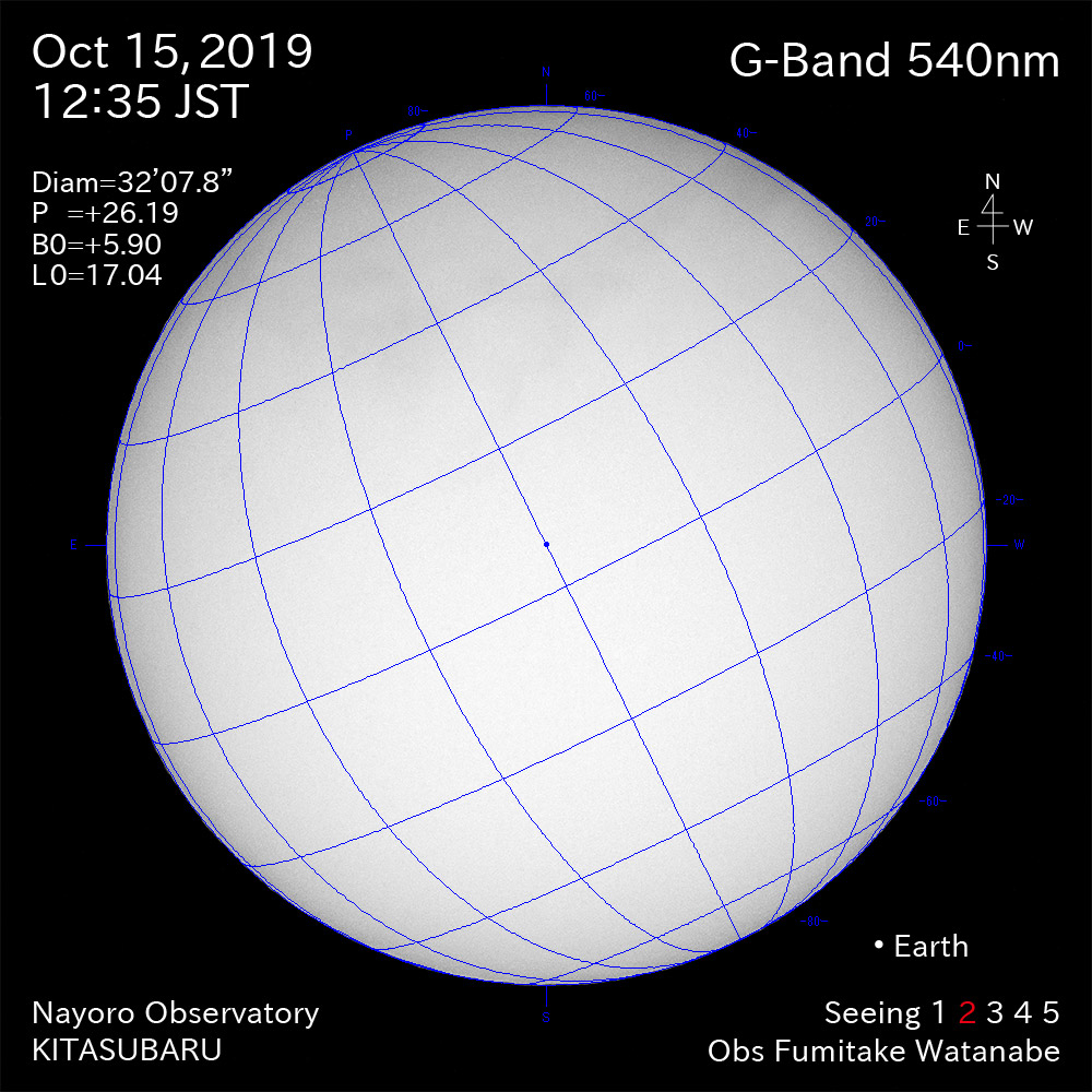 2019年10月15日540nm波長の太陽