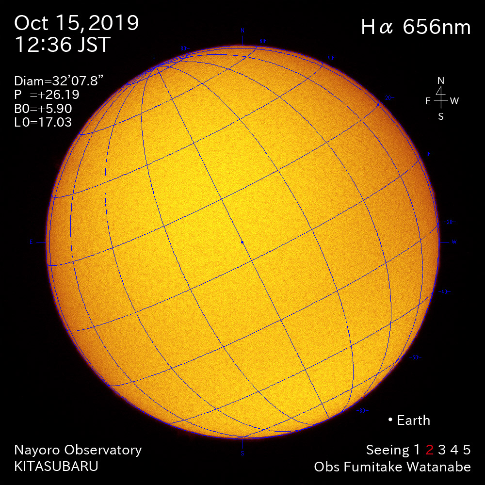 2019年10月15日Hα波長の太陽