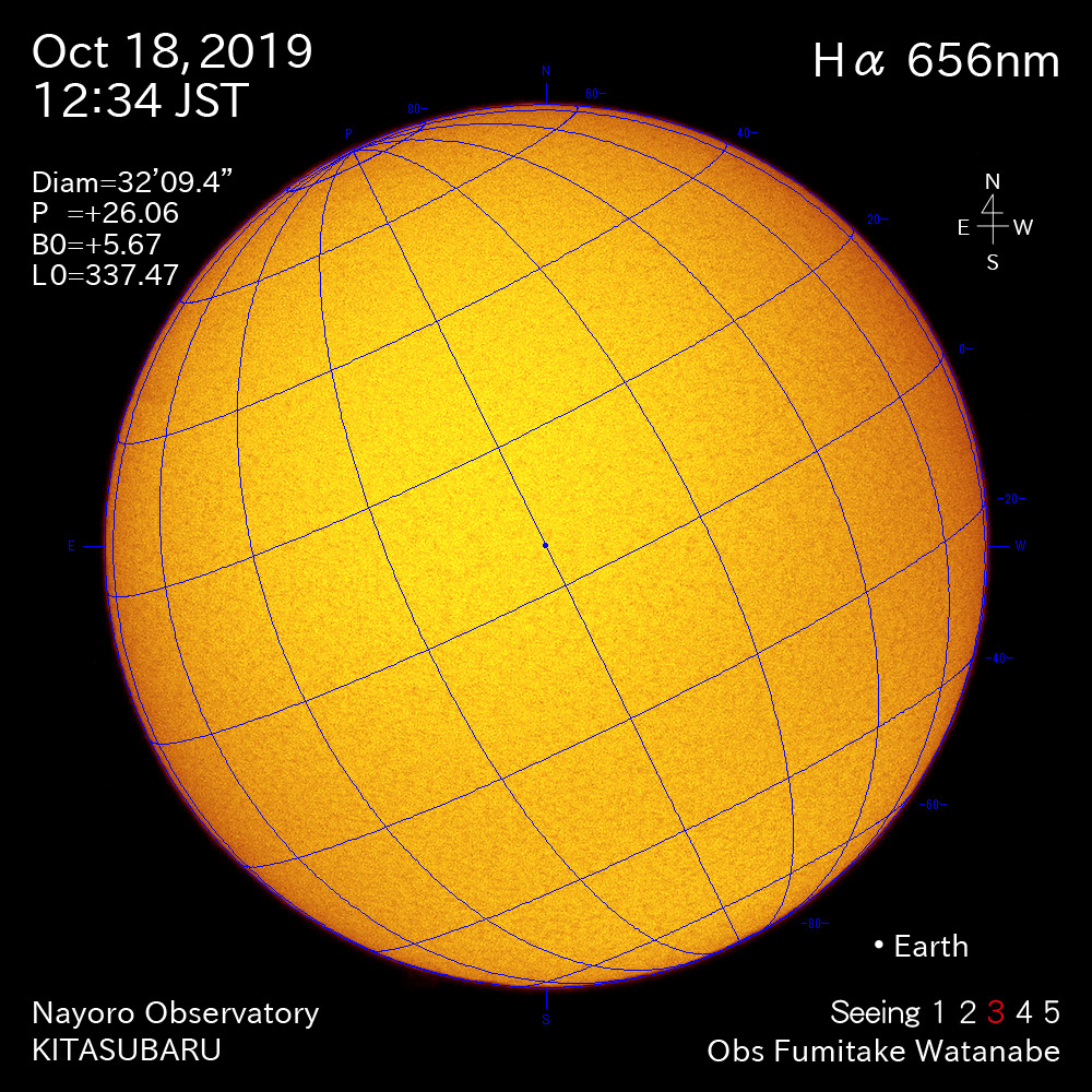 2019年10月18日Hα波長の太陽