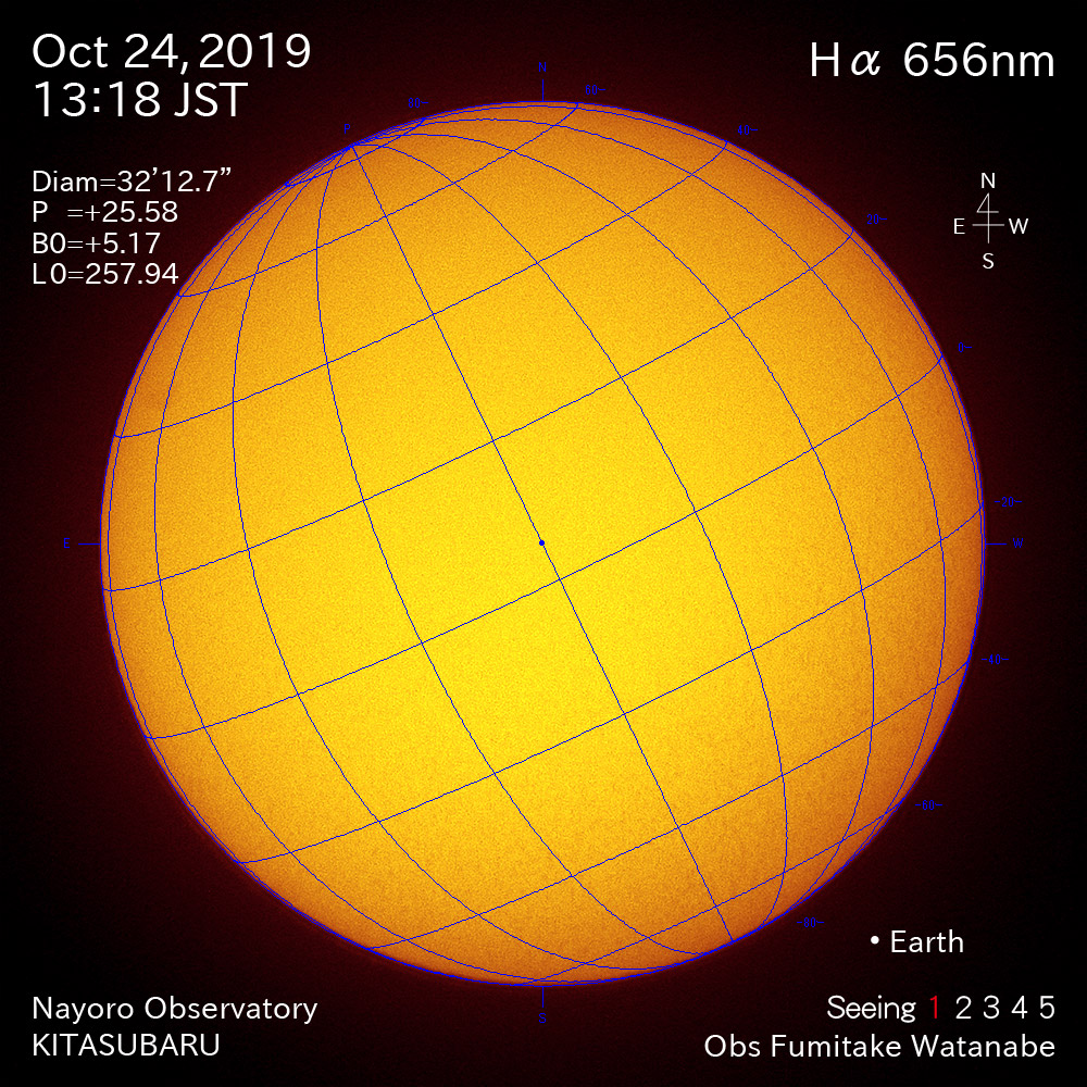 2019年10月24日Hα波長の太陽