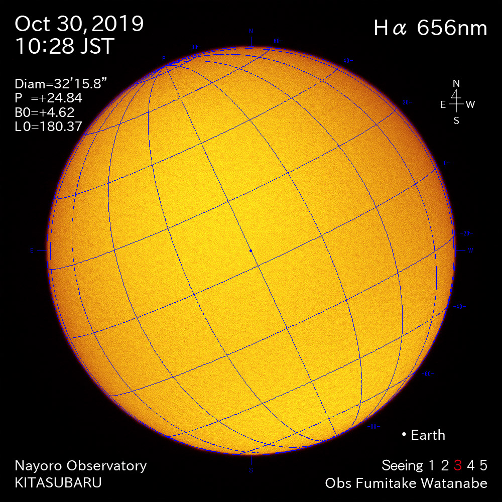 2019年10月30日Hα波長の太陽