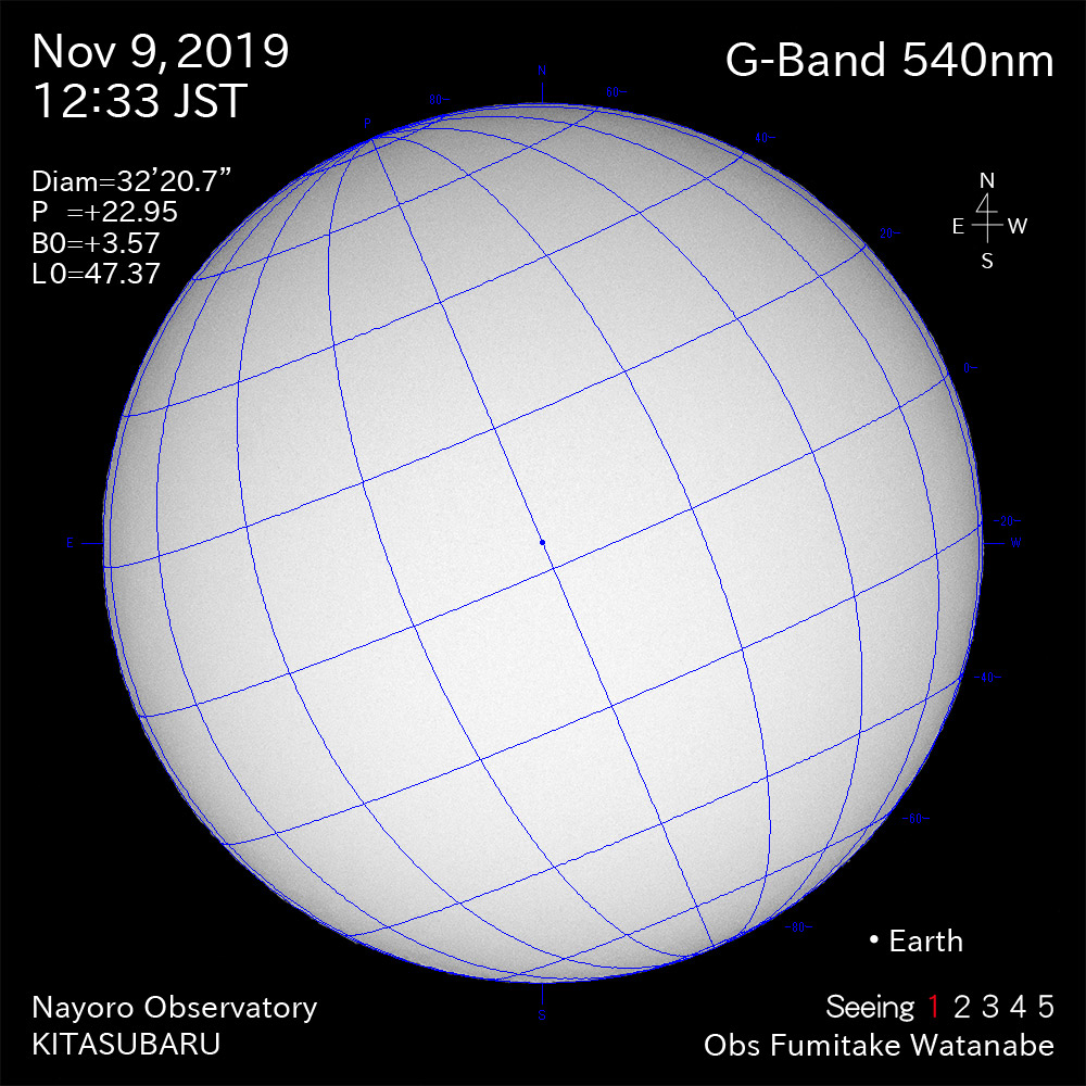 2019年11月9日540nm波長の太陽