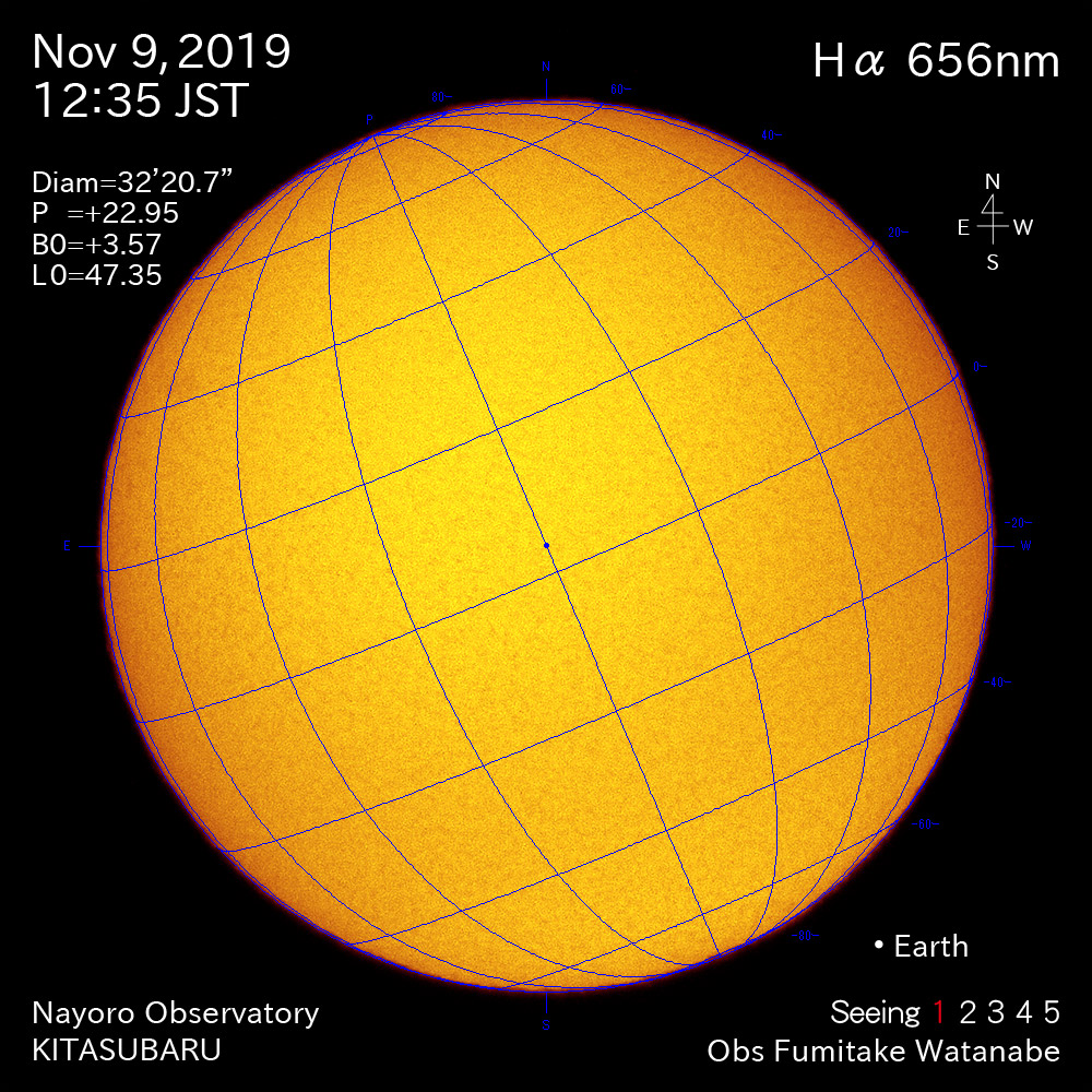 2019年11月9日Hα波長の太陽