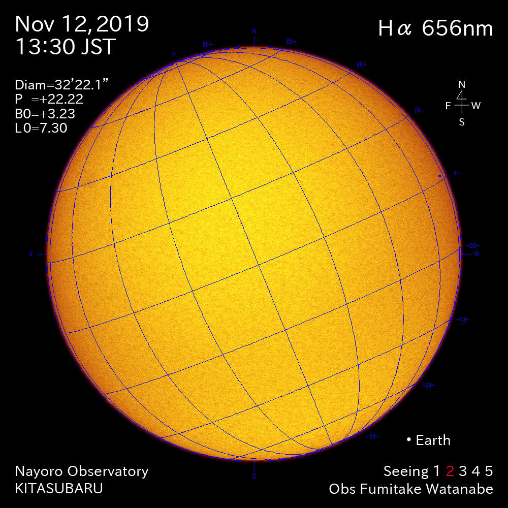 2019年11月12日Hα波長の太陽