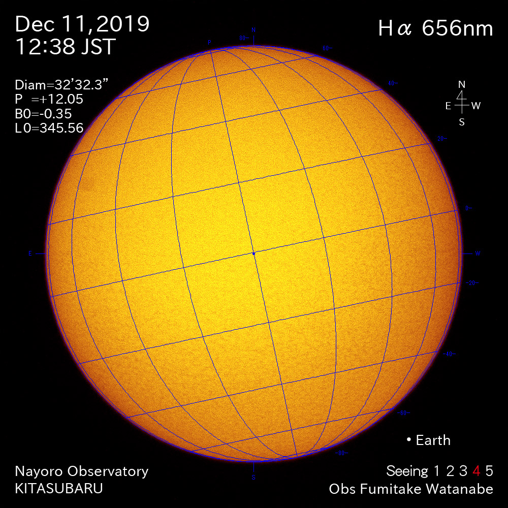 2019年12月11日Hα波長の太陽