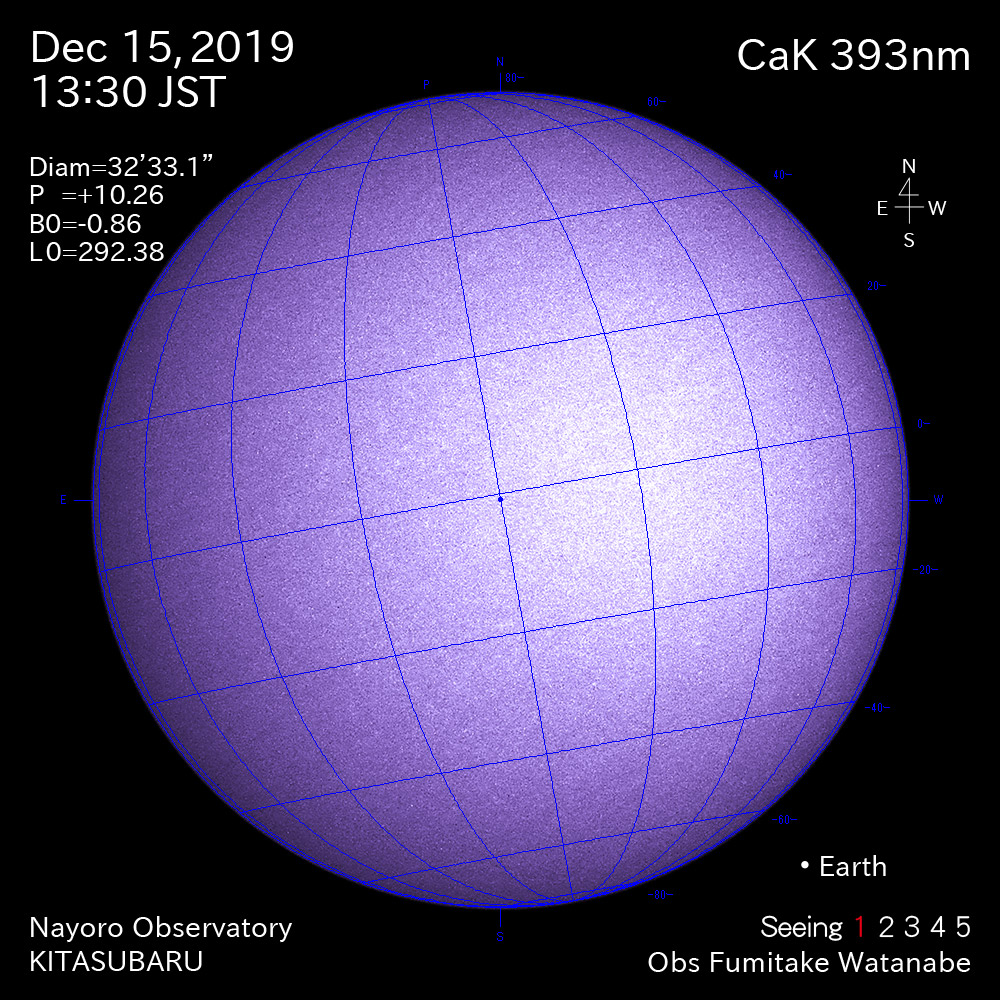 2019年12月15日CaK波長の太陽
