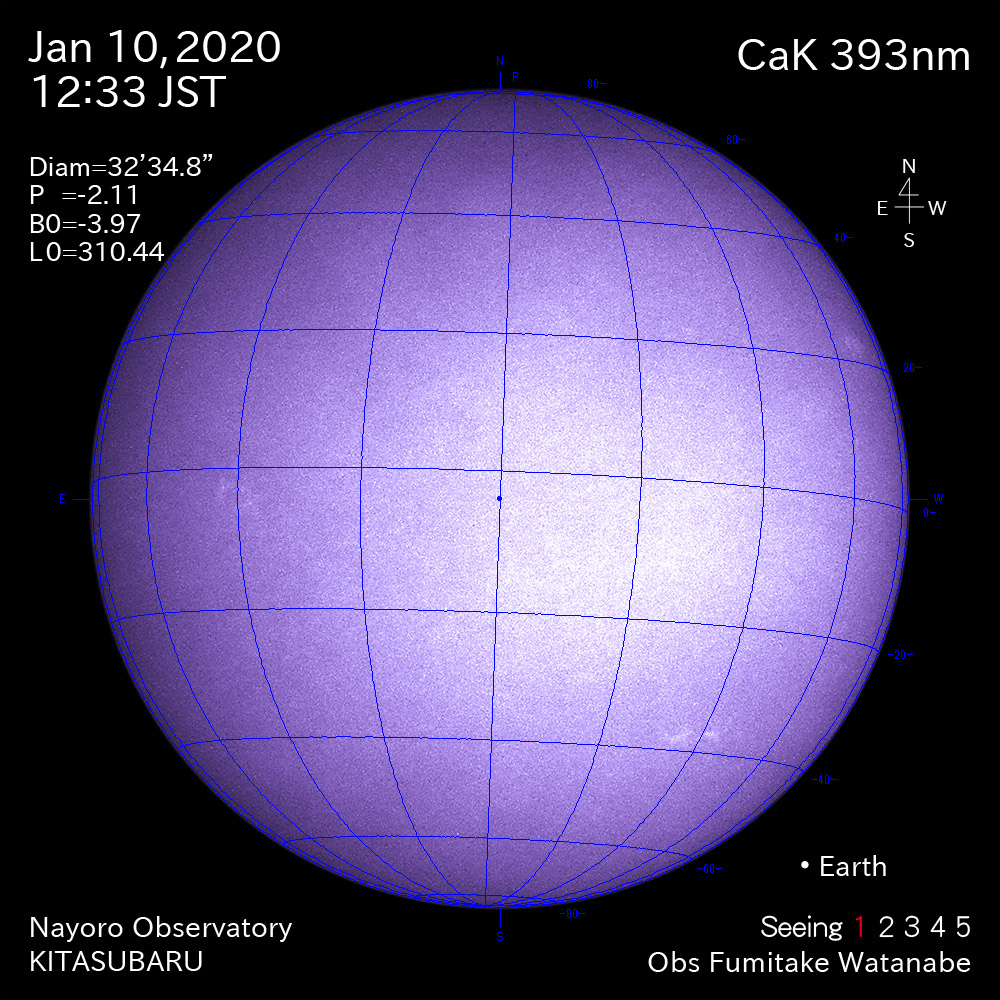 2020年1月10日CaK波長の太陽