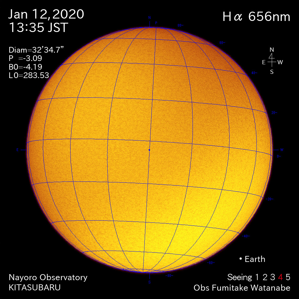 2020年1月12日Hα波長の太陽