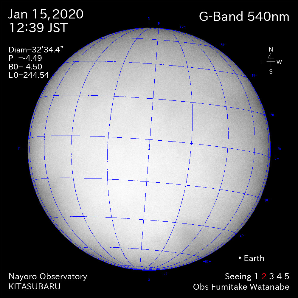 2020年1月15日540nm波長の太陽