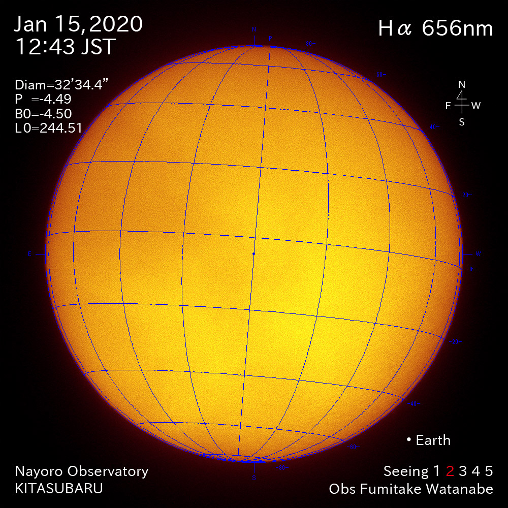 2020年1月15日Hα波長の太陽