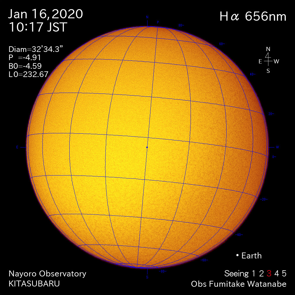 2020年1月16日Hα波長の太陽