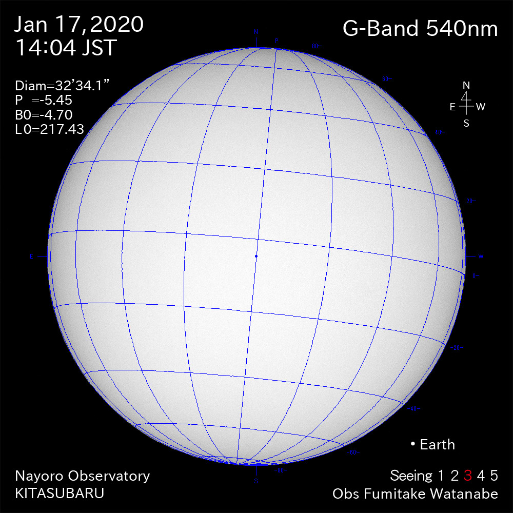 2020年1月17日540nm波長の太陽