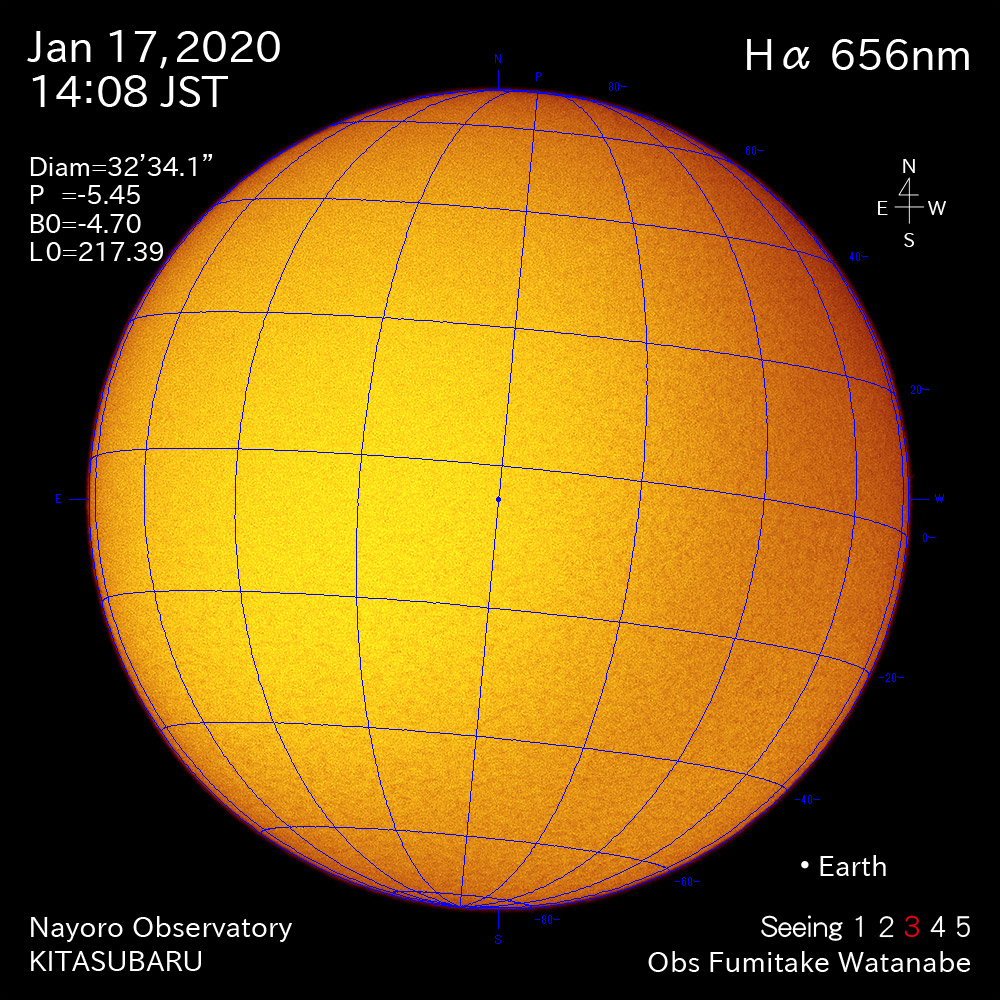 2020年1月17日Hα波長の太陽