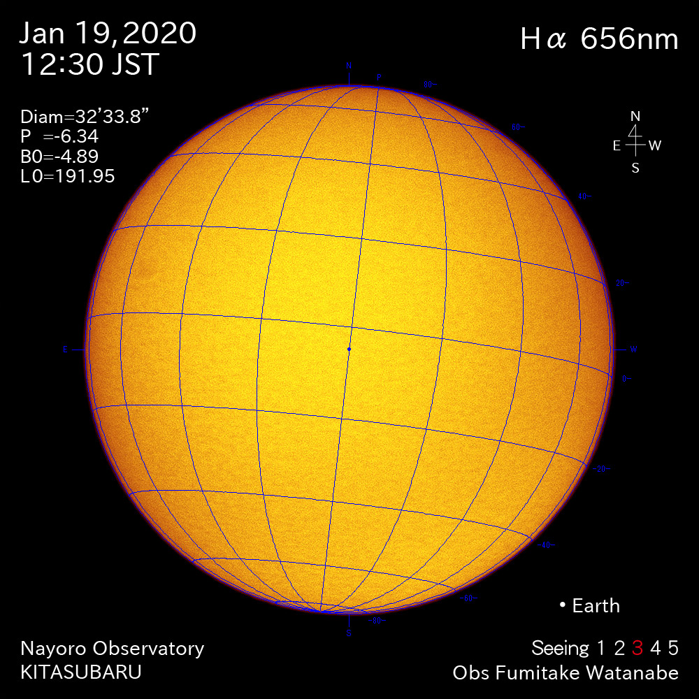 2020年1月19日Hα波長の太陽