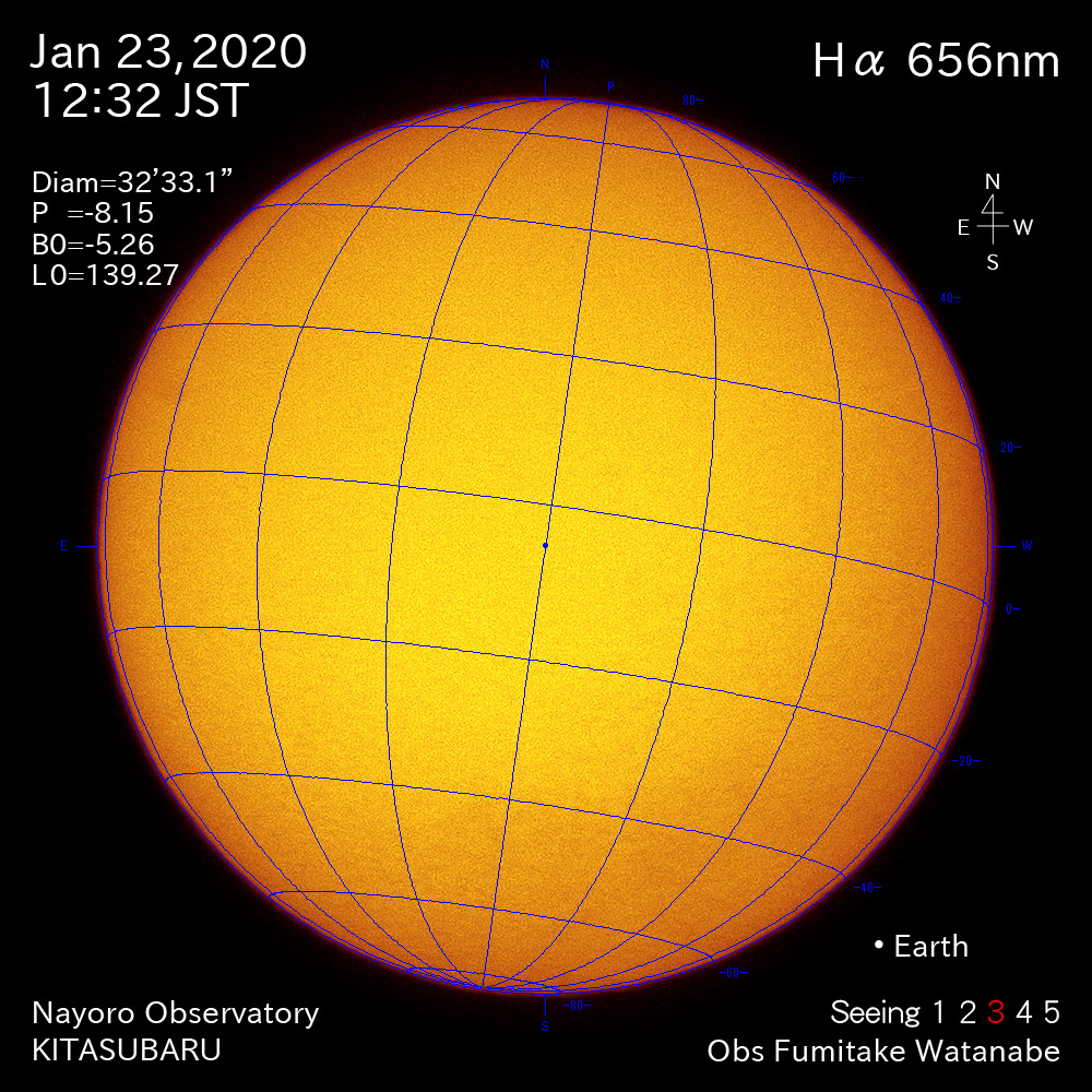 2020年1月23日Hα波長の太陽