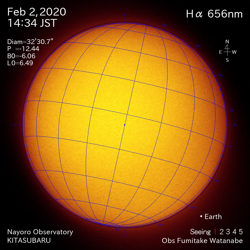 2020年2月2日Hα波長の太陽