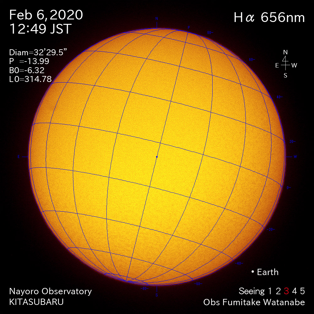 2020年2月6日Hα波長の太陽