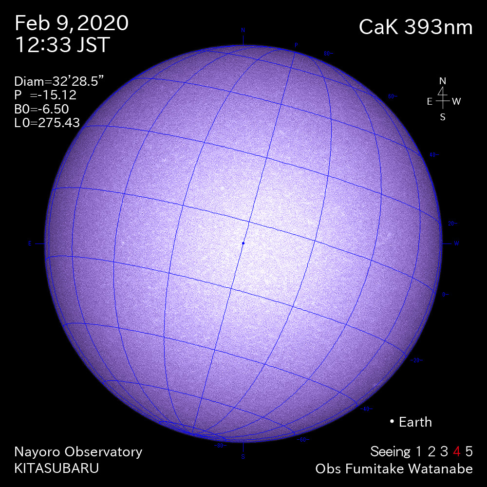 2020年2月9日CaK波長の太陽