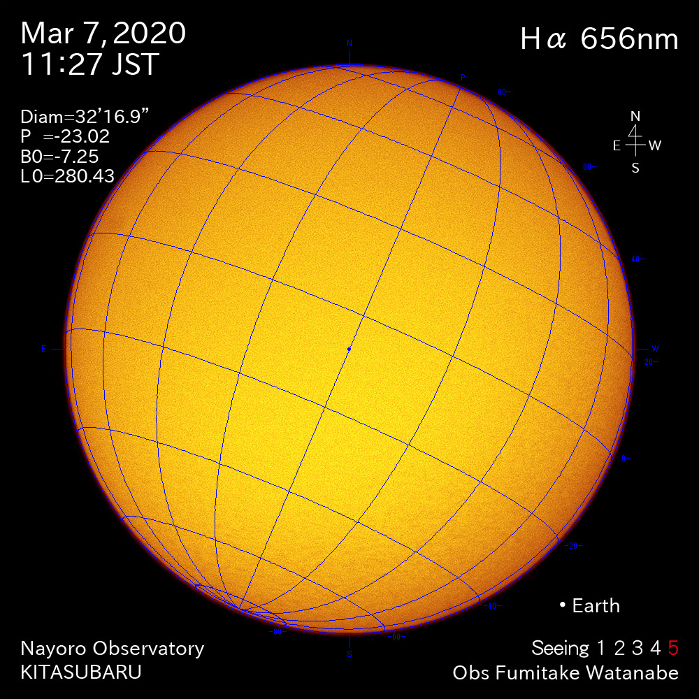 2020年3月7日Hα波長の太陽