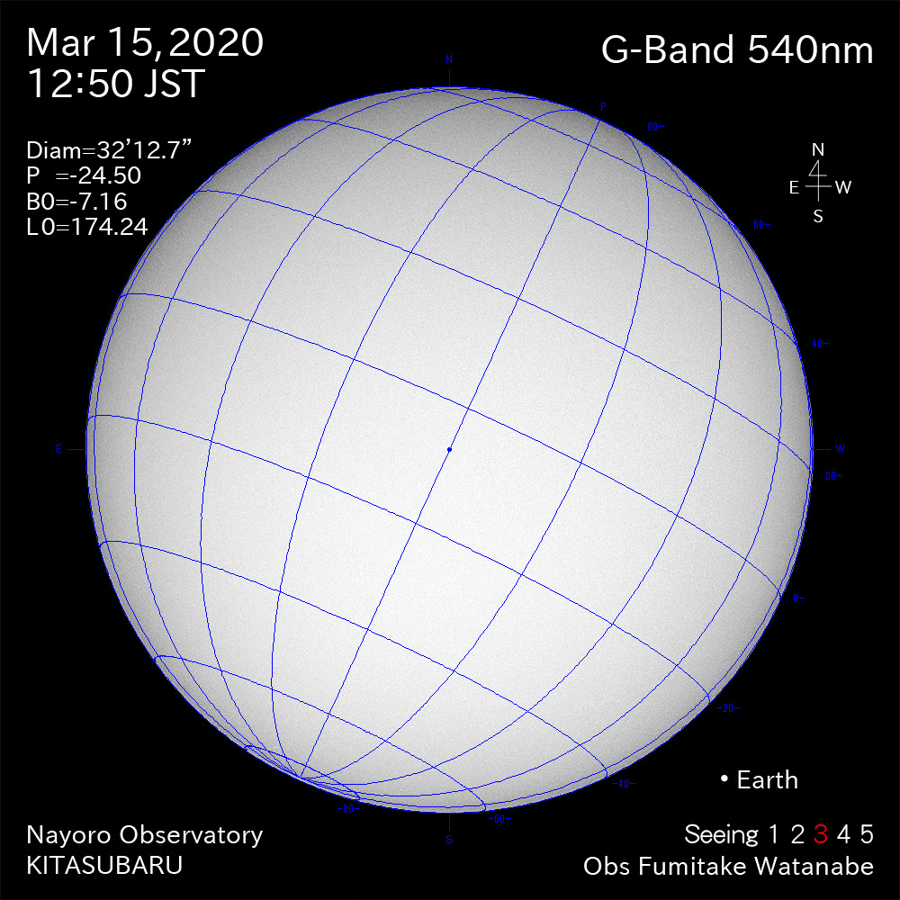 2020年3月15日540nm波長の太陽