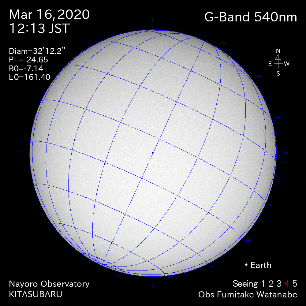2020年3月16日540nm波長の太陽