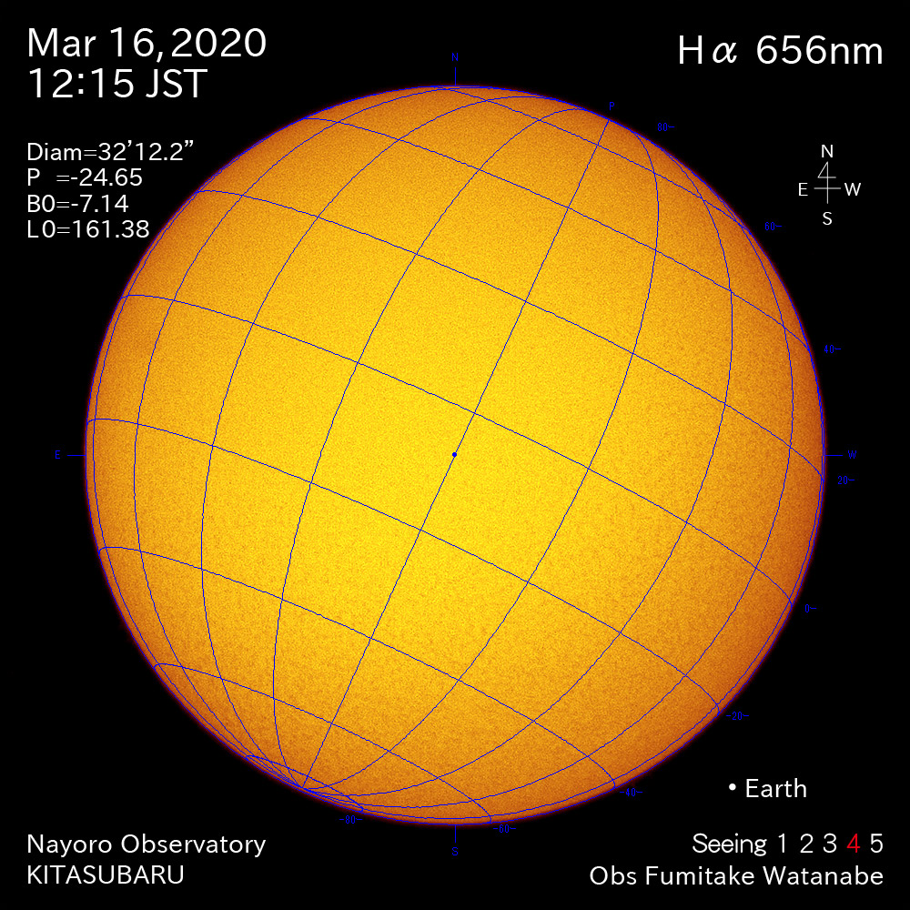 2020年3月16日Hα波長の太陽