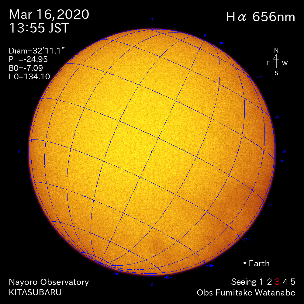 2020年3月18日Hα波長の太陽