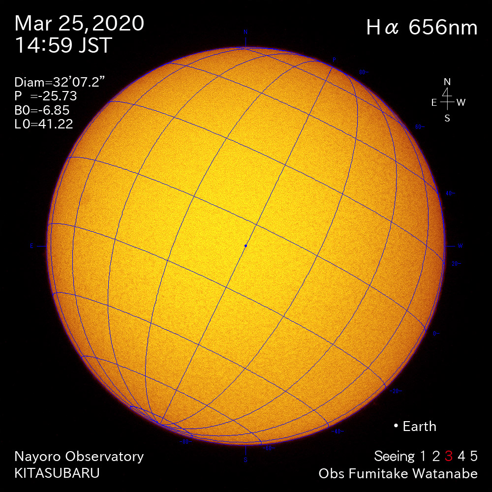 2020年3月25日Hα波長の太陽