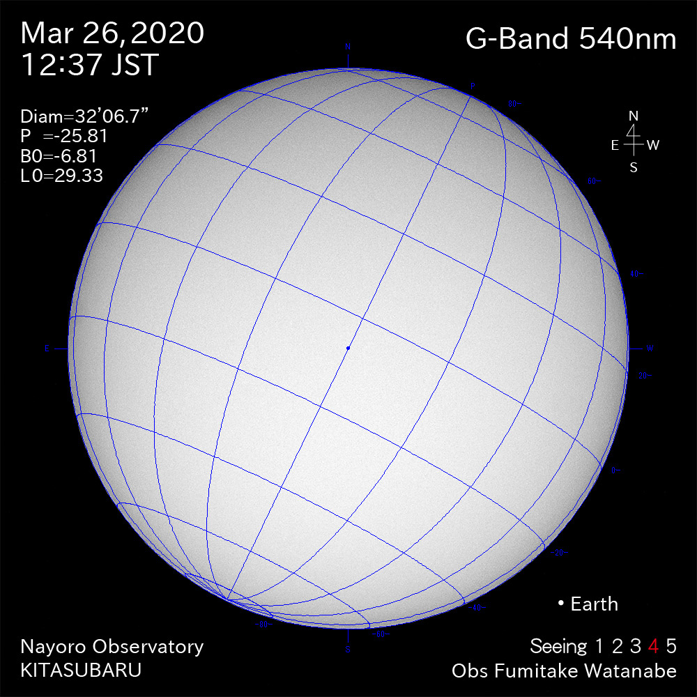 2020年3月26日540nm波長の太陽