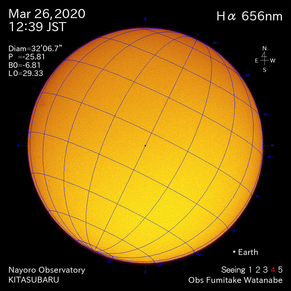 2020年3月26日Hα波長の太陽