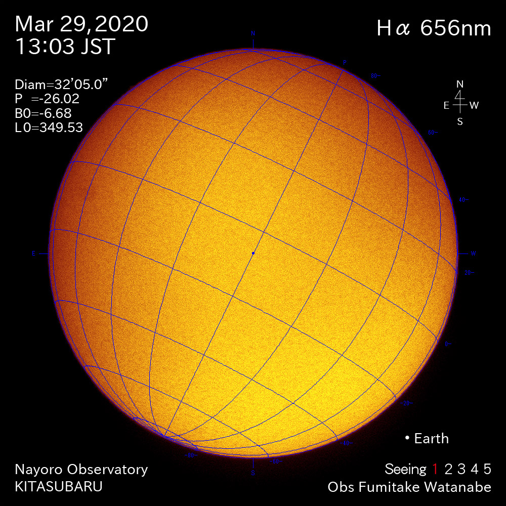 2020年3月29日Hα波長の太陽