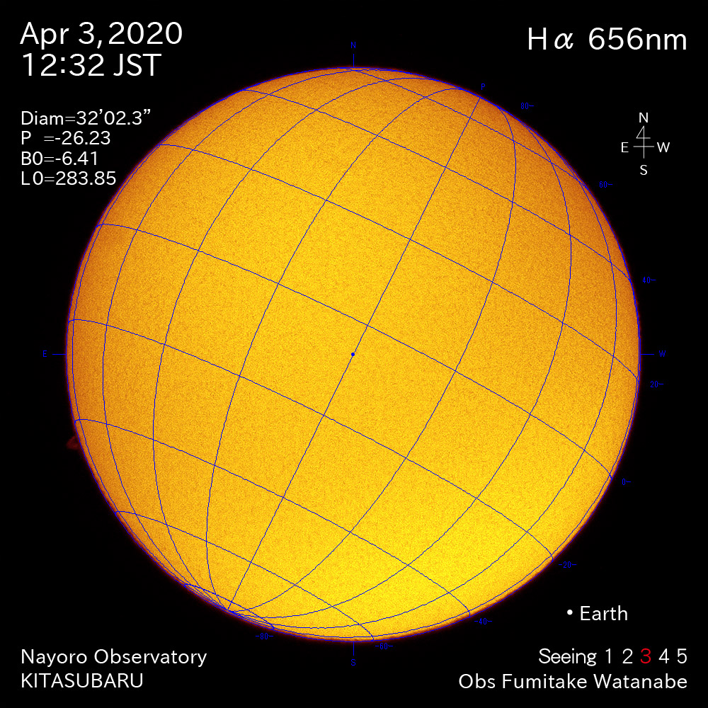 2020年4月3日Hα波長の太陽