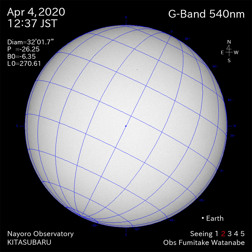 2020年4月4日540nm波長の太陽