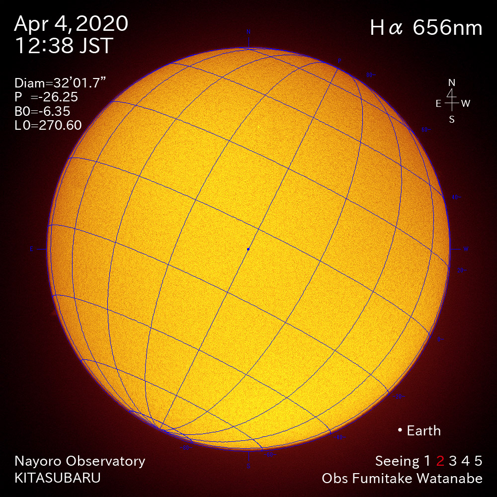 2020年4月4日Hα波長の太陽