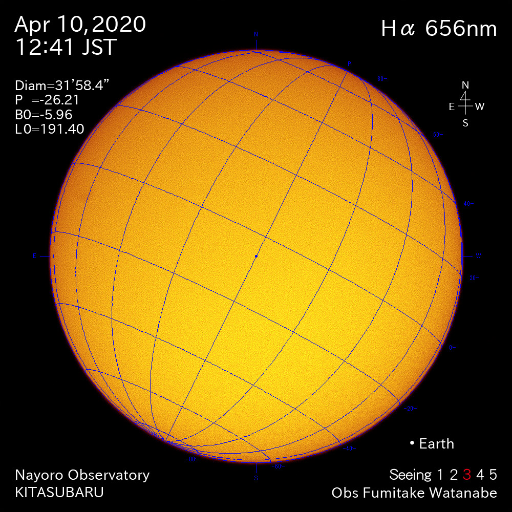 2020年4月10日Hα波長の太陽