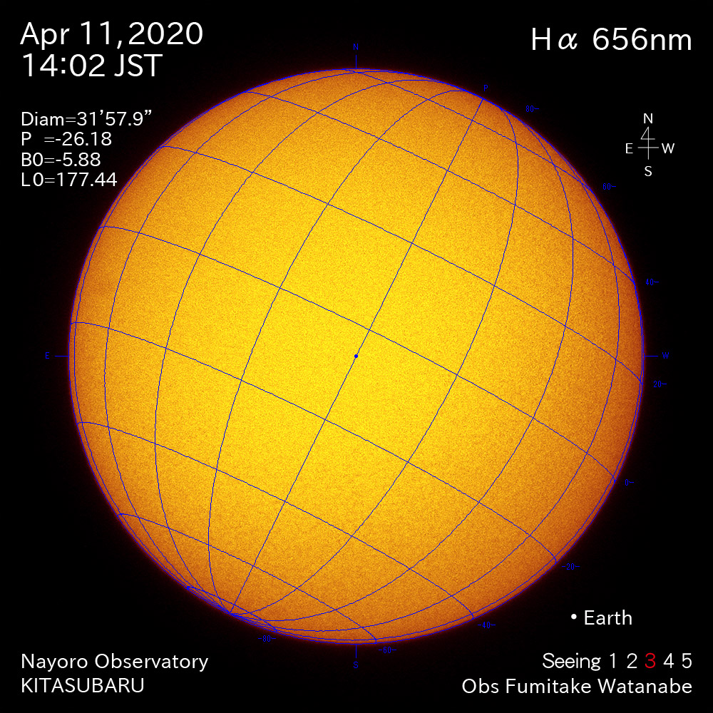 2020年4月11日Hα波長の太陽