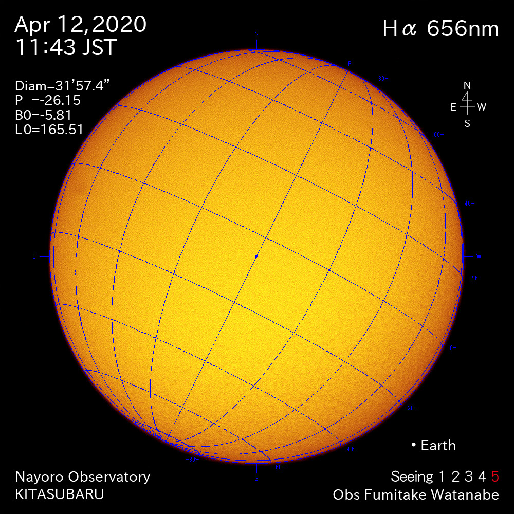 2020年4月12日Hα波長の太陽
