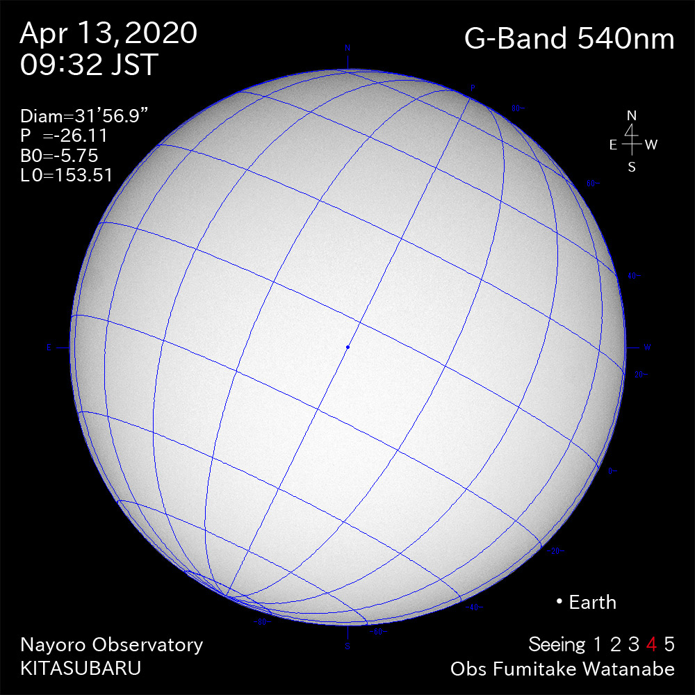 2020年4月13日540nm波長の太陽