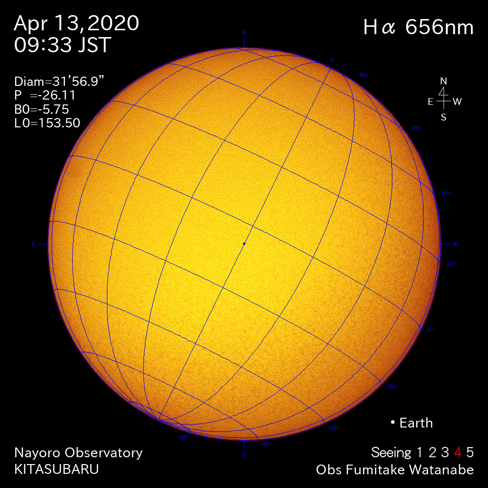 2020年4月13日Hα波長の太陽