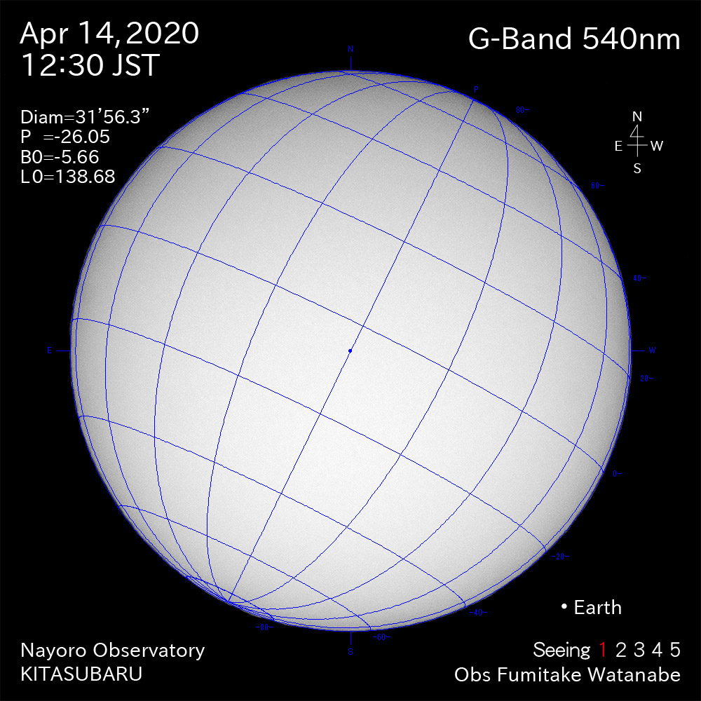 2020年4月14日540nm波長の太陽