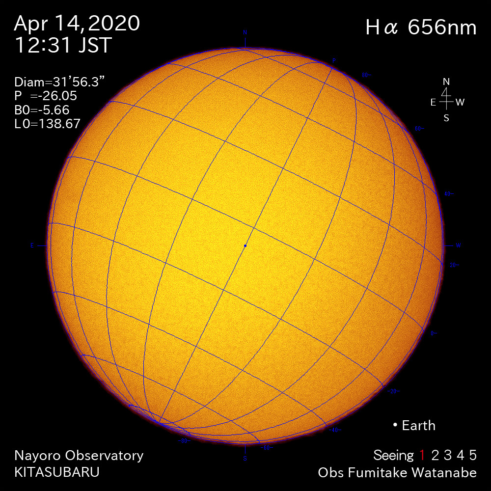 2020年4月14日Hα波長の太陽