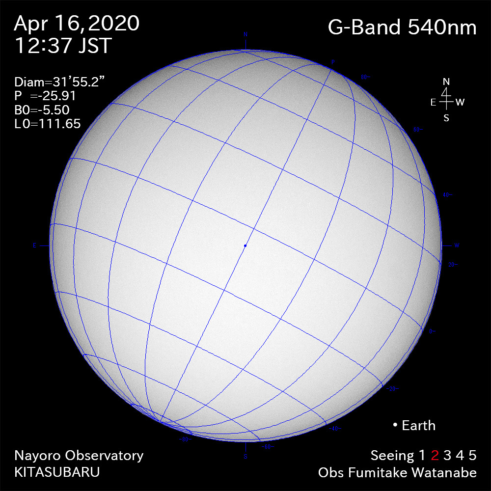 2020年4月16日540nm波長の太陽