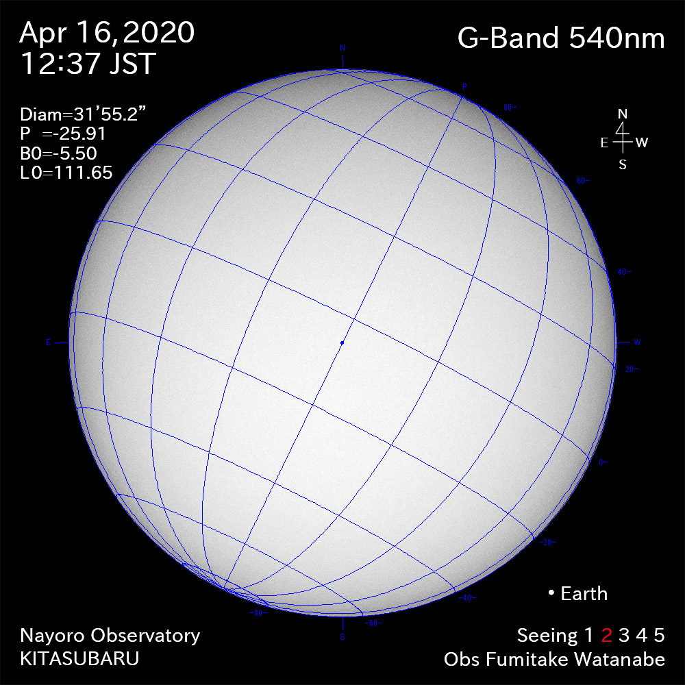 2020年4月16日540nm波長の太陽