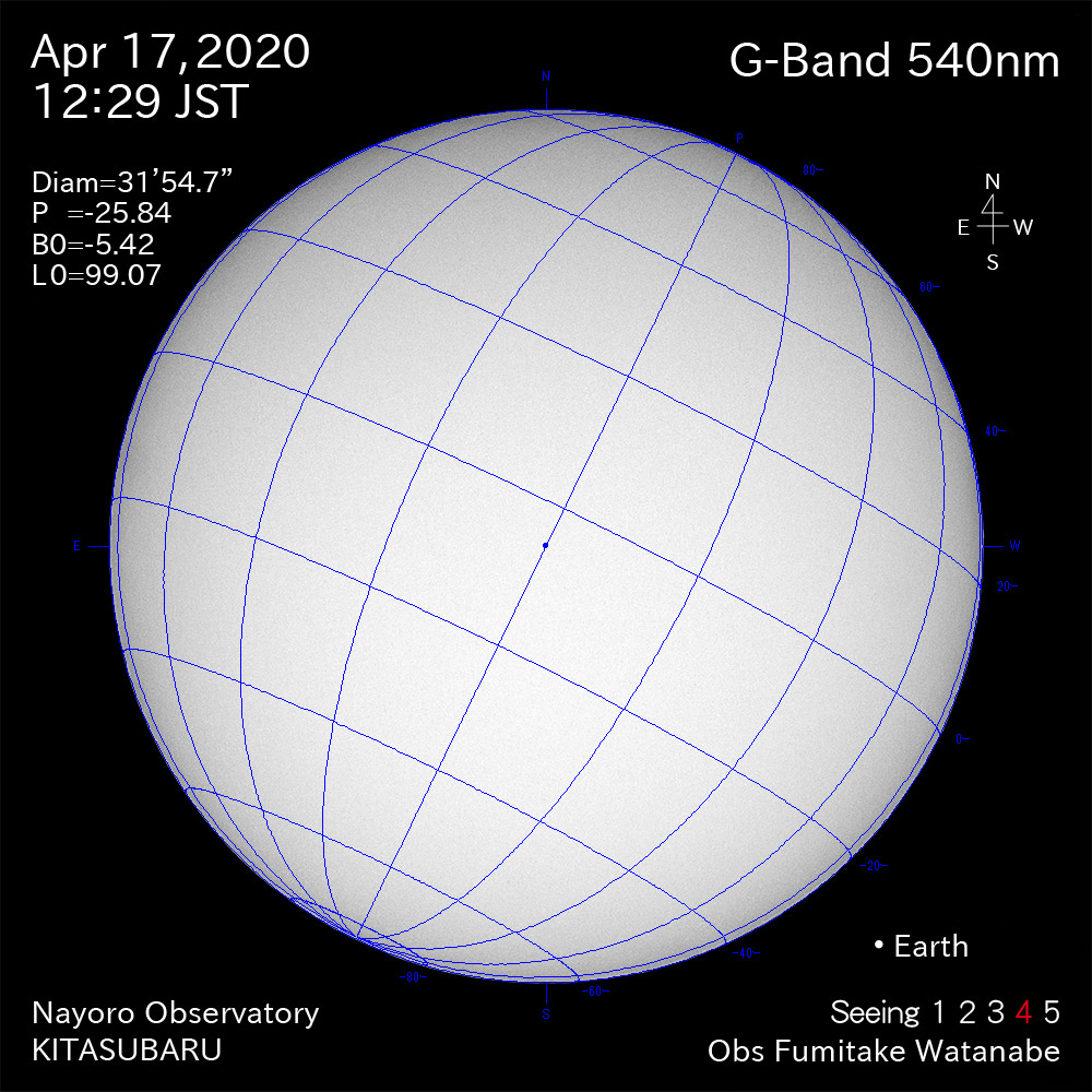 2020年4月17日540nm波長の太陽