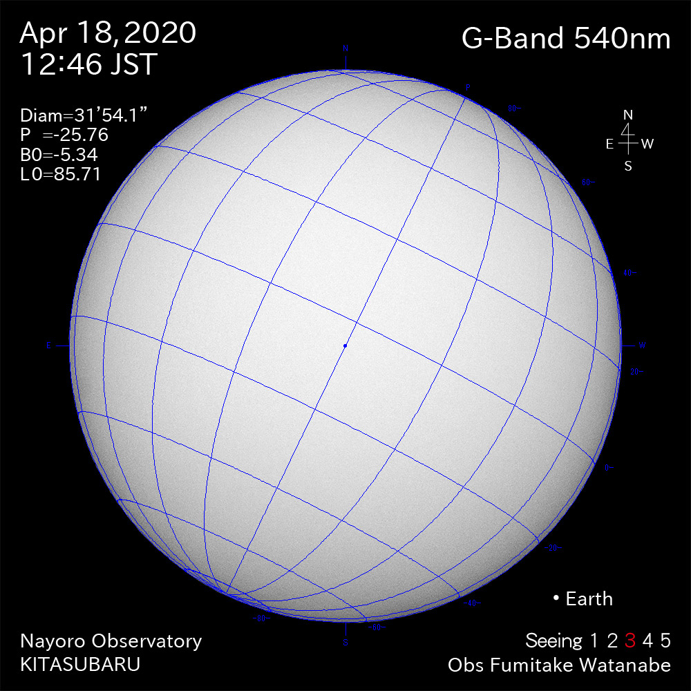 2020年4月18日540nm波長の太陽